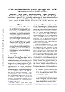 Towards conversational assistants for health applications: using ChatGPT to generate conversations about heart failure