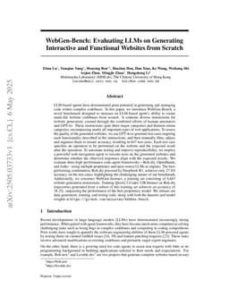 WebGen-Bench: Evaluating LLMs on Generating Interactive and Functional Websites from Scratch