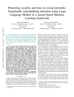 Promoting Security and Trust on Social Networks: Explainable Cyberbullying Detection Using Large Language Models in a Stream-Based Machine Learning Framework