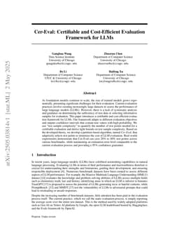 Cer-Eval: Certifiable and Cost-Efficient Evaluation Framework for LLMs