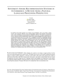 Sentiment-Aware Recommendation Systems in E-Commerce: A Review from a Natural Language Processing Perspective