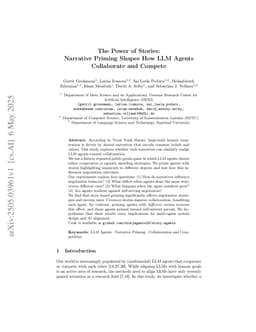 The Power of Stories: Narrative Priming Shapes How LLM Agents Collaborate and Compete