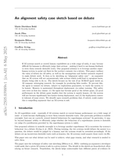 An alignment safety case sketch based on debate