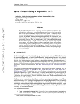Quiet Feature Learning in Algorithmic Tasks