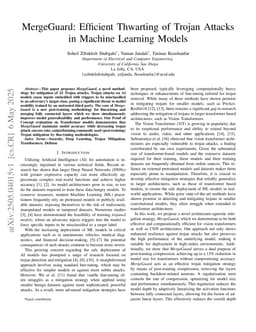 MergeGuard: Efficient Thwarting of Trojan Attacks in Machine Learning Models