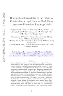 Bringing legal knowledge to the public by constructing a legal question bank using large-scale pre-trained language model