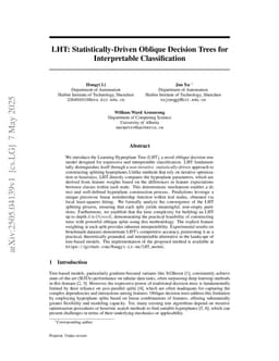 LHT: Statistically-Driven Oblique Decision Trees for Interpretable Classification