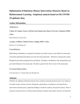 Optimization of Infectious Disease Intervention Measures Based on Reinforcement Learning - Empirical analysis based on UK COVID-19 epidemic data