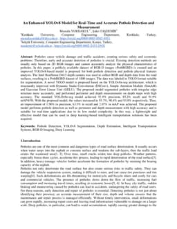 An Enhanced YOLOv8 Model for Real-Time and Accurate Pothole Detection and Measurement