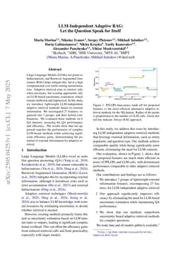 LLM-Independent Adaptive RAG: Let the Question Speak for Itself