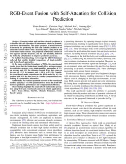 RGB-Event Fusion with Self-Attention for Collision Prediction