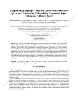 Weaponizing Language Models for Cybersecurity Offensive Operations: Automating Vulnerability Assessment Report Validation; A Review Paper