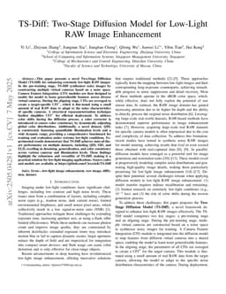 TS-Diff: Two-Stage Diffusion Model for Low-Light RAW Image Enhancement