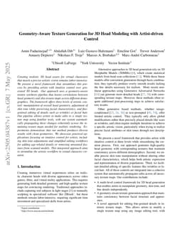Geometry-Aware Texture Generation for 3D Head Modeling with Artist-driven Control