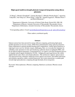 High-speed multiwavelength photonic temporal integration using silicon photonics