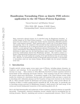 Hamiltonian Normalizing Flows as kinetic PDE solvers: application to the 1D Vlasov-Poisson Equations