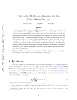 Risk-sensitive Reinforcement Learning Based on Convex Scoring Functions