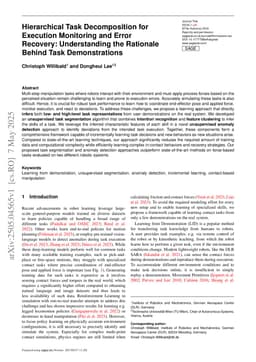Hierarchical Task Decomposition for Execution Monitoring and Error Recovery: Understanding the Rationale Behind Task Demonstrations