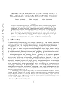 Prediction-powered estimators for finite population statistics in highly imbalanced textual data: Public hate crime estimation