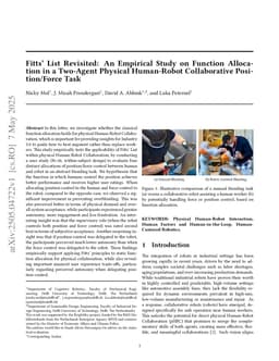 Fitts' List Revisited: An Empirical Study on Function Allocation in a Two-Agent Physical Human-Robot Collaborative Position/Force Task