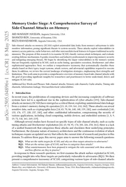 Memory Under Siege: A Comprehensive Survey of Side-Channel Attacks on Memory