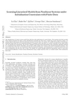 Learning Linearized Models from Nonlinear Systems under Initialization Constraints with Finite Data