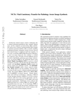 ViCTr: Vital Consistency Transfer for Pathology Aware Image Synthesis