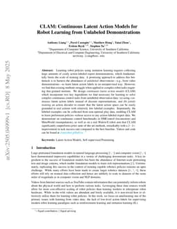 CLAM: Continuous Latent Action Models for Robot Learning from Unlabeled Demonstrations