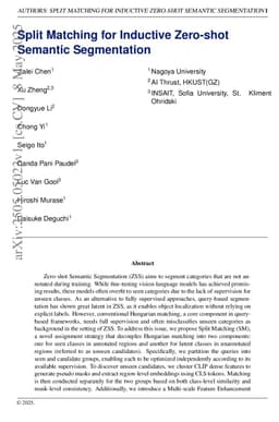 Split Matching for Inductive Zero-shot Semantic Segmentation