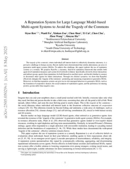 Beyond the Tragedy of the Commons: Building A Reputation System for Generative Multi-agent Systems