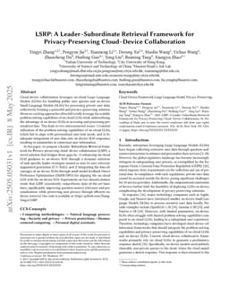 LSRP: A Leader-Subordinate Retrieval Framework for Privacy-Preserving Cloud-Device Collaboration
