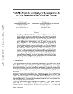 CodeMixBench: Evaluating Large Language Models on Code Generation with Code-Mixed Prompts