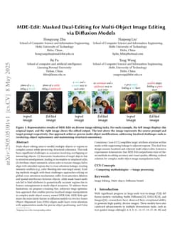 MDE-Edit: Masked Dual-Editing for Multi-Object Image Editing via Diffusion Models