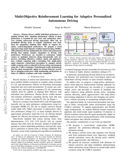 Multi-Objective Reinforcement Learning for Adaptive Personalized Autonomous Driving