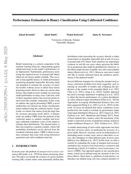 Performance Estimation in Binary Classification Using Calibrated Confidence