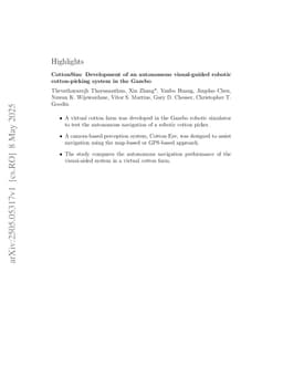 CottonSim: Development of an autonomous visual-guided robotic cotton-picking system in the Gazebo