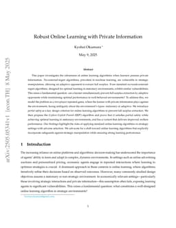 Robust Online Learning with Private Information