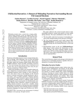UKElectionNarratives: A Dataset of Misleading Narratives Surrounding Recent UK General Elections