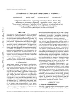 ADMM-Based Training for Spiking Neural Networks