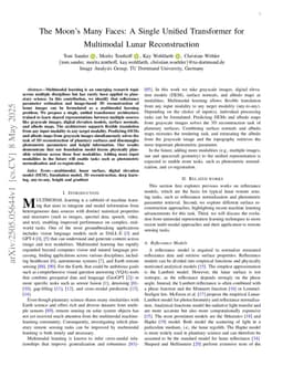 The Moon's Many Faces: A Single Unified Transformer for Multimodal Lunar Reconstruction