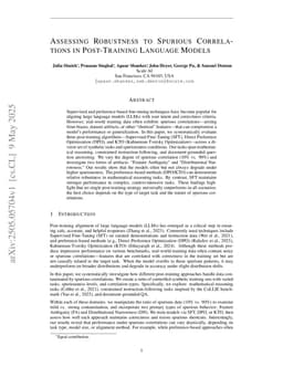 Assessing Robustness to Spurious Correlations in Post-Training Language Models