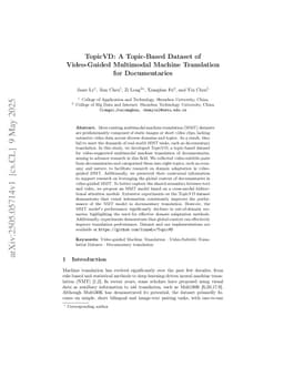 TopicVD: A Topic-Based Dataset of Video-Guided Multimodal Machine Translation for Documentaries