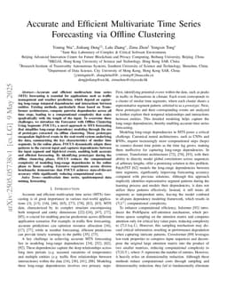 Accurate and Efficient Multivariate Time Series Forecasting via Offline Clustering