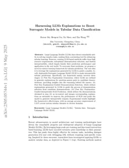 Harnessing LLMs Explanations to Boost Surrogate Models in Tabular Data Classification