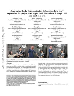 Augmented Body Communicator: Enhancing daily body expression for people with upper limb limitations through LLM and a robotic arm