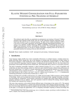Elastic Weight Consolidation for Full-Parameter Continual Pre-Training of Gemma2