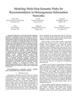 Modeling Multi-Hop Semantic Paths for Recommendation in Heterogeneous Information Networks
