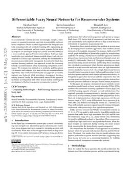 Differentiable Fuzzy Neural Networks for Recommender Systems