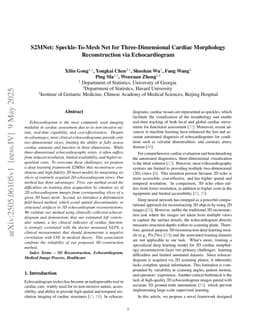 S2MNet: Speckle-To-Mesh Net for Three-Dimensional Cardiac Morphology Reconstruction via Echocardiogram