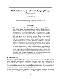 LLMs Outperform Experts on Challenging Biology Benchmarks